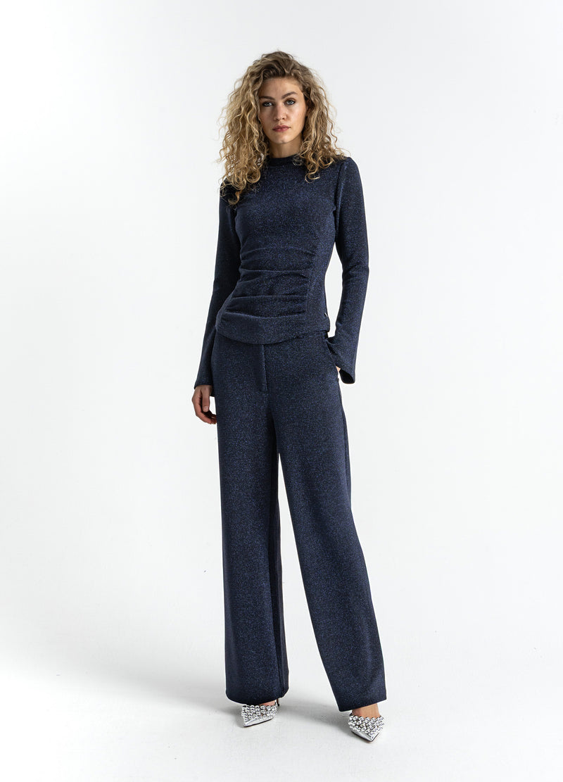 Coster Copenhagen LUREX BLUSE MED BREDE MANCHETTER Shirt/Blouse Eclipse blue - 555