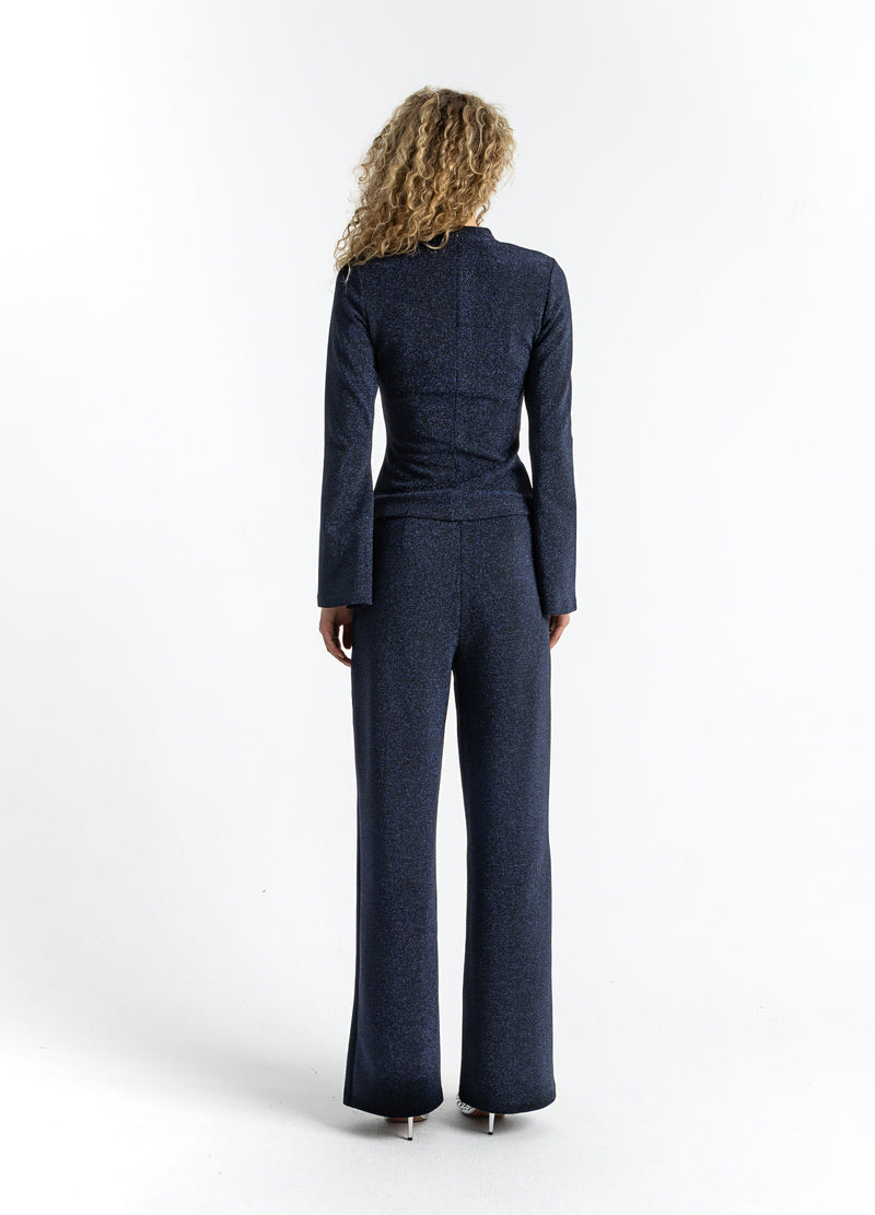 Coster Copenhagen LUREX BLUSE MED BREDE MANCHETTER Shirt/Blouse Eclipse blue - 555