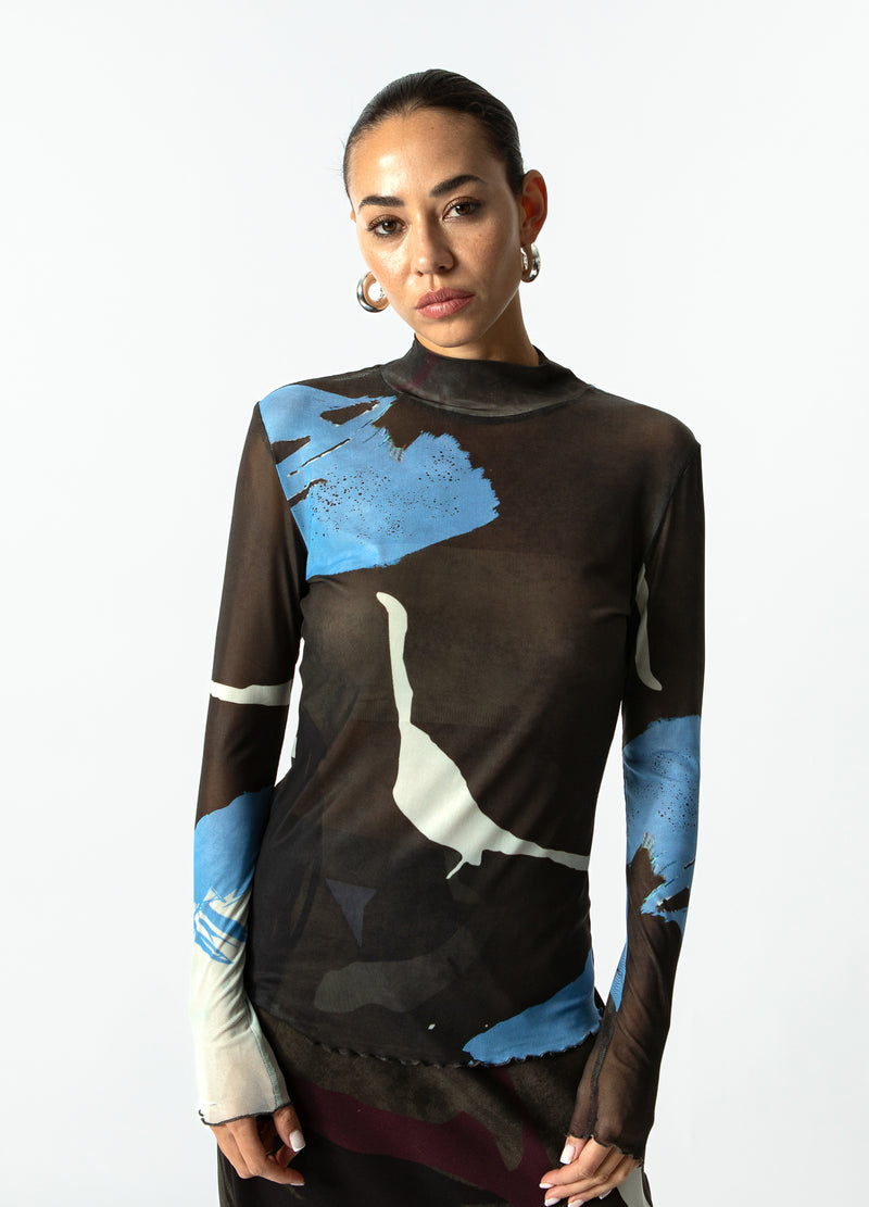 Coster Copenhagen MESH BLUSE Shirt/Blouse Shadow graphic print - 955