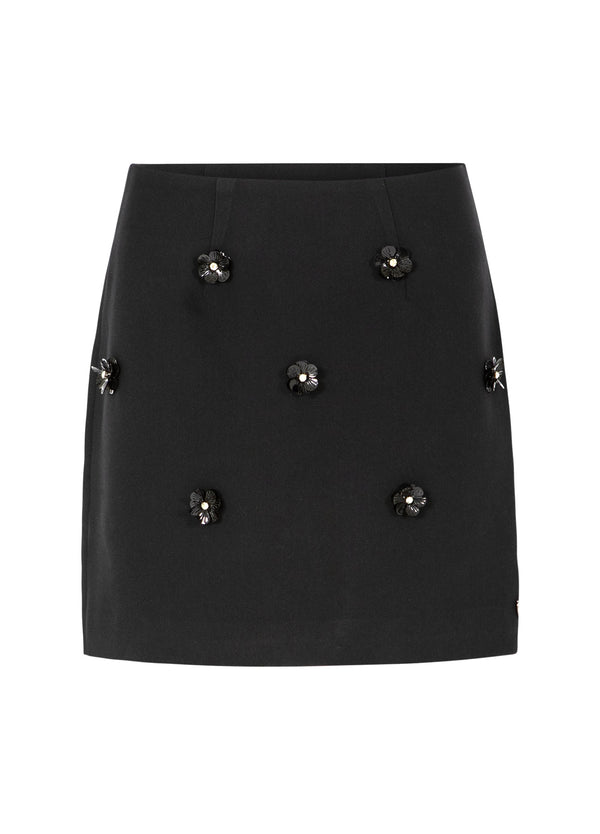 Coster Copenhagen MININEDERDEL MED BLOMSTER Skirt Black - 100