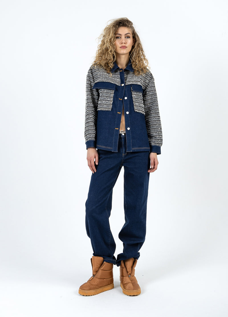 Coster Copenhagen MIX JACQUARD JAKKE Outerwear Denim/ jaquard mix - 577