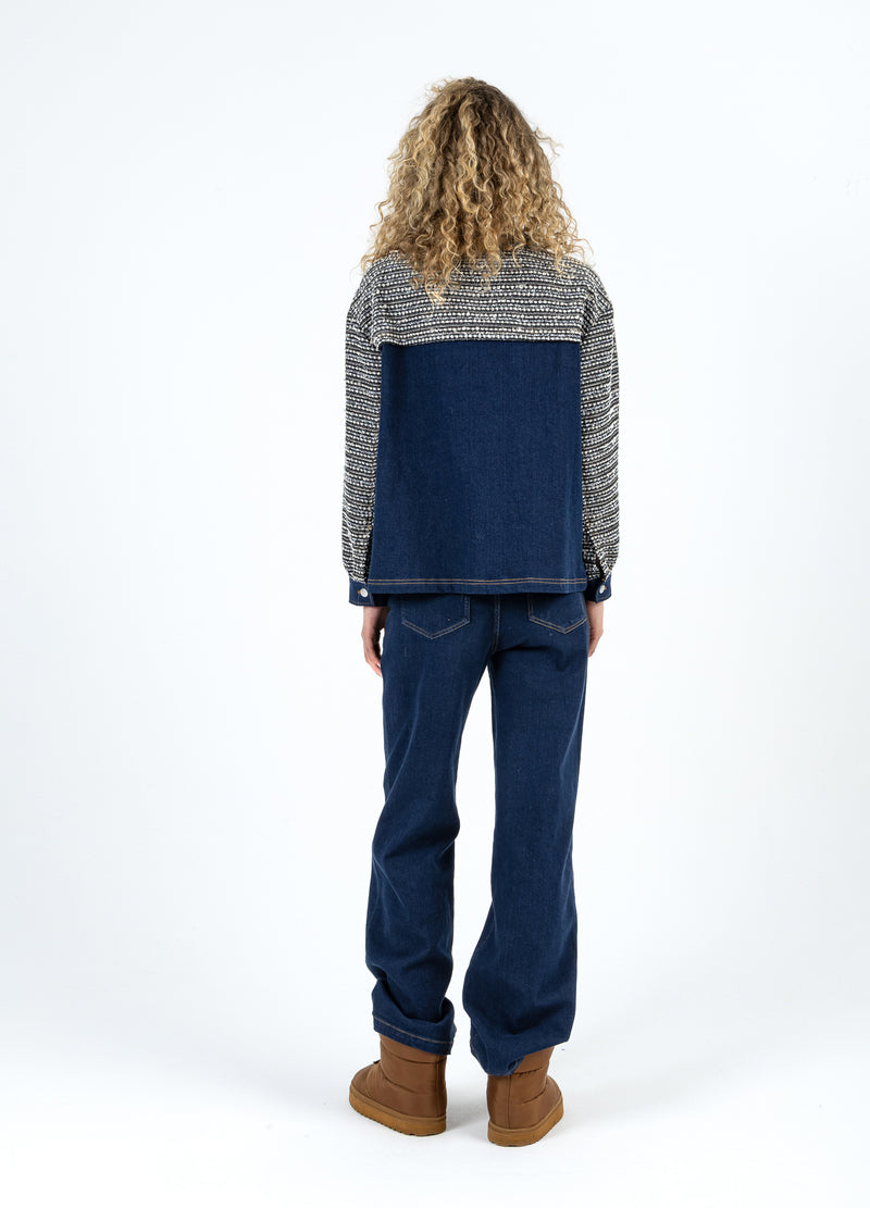 Coster Copenhagen MIX JACQUARD JAKKE Outerwear Denim/ jaquard mix - 577