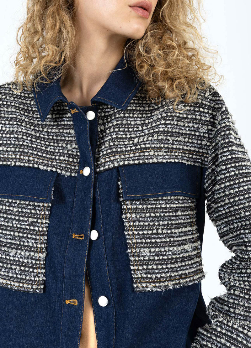 Coster Copenhagen MIX JACQUARD JAKKE Outerwear Denim/ jaquard mix - 577