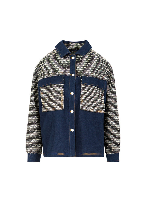 Coster Copenhagen MIX JACQUARD JAKKE Outerwear Denim/ jaquard mix - 577