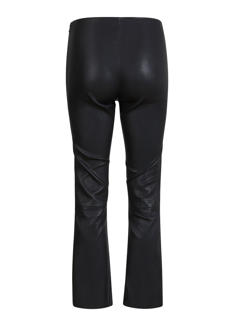 CROPPED LÆDERLEGGINGS - Night Brown