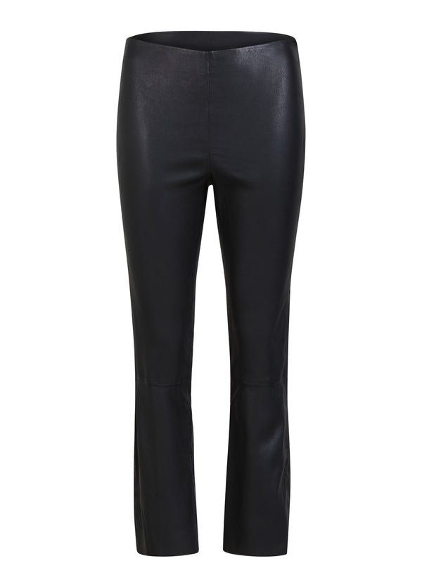 CROPPED LÆDERLEGGINGS - Night Brown
