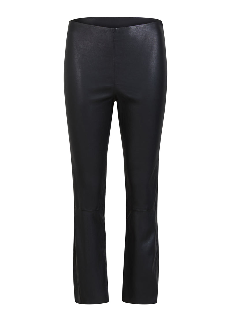CROPPED LÆDERLEGGINGS - Night Brown