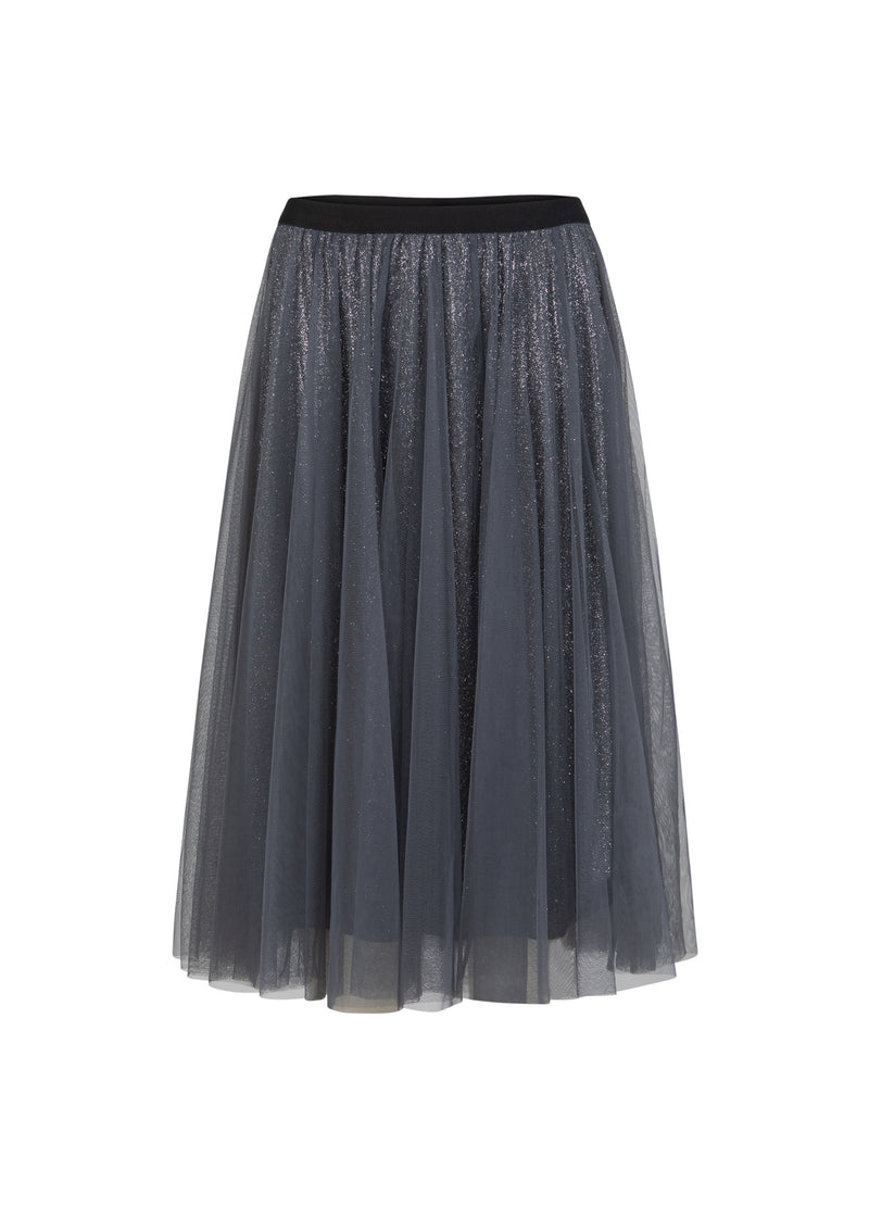 Coster Copenhagen NEDERDEL MED PLISSÉ OG GLIMMER Skirt Silver/black - 204