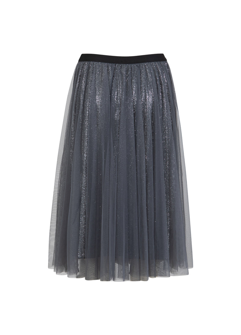 Coster Copenhagen NEDERDEL MED PLISSÉ OG GLIMMER Skirt Silver/black - 204