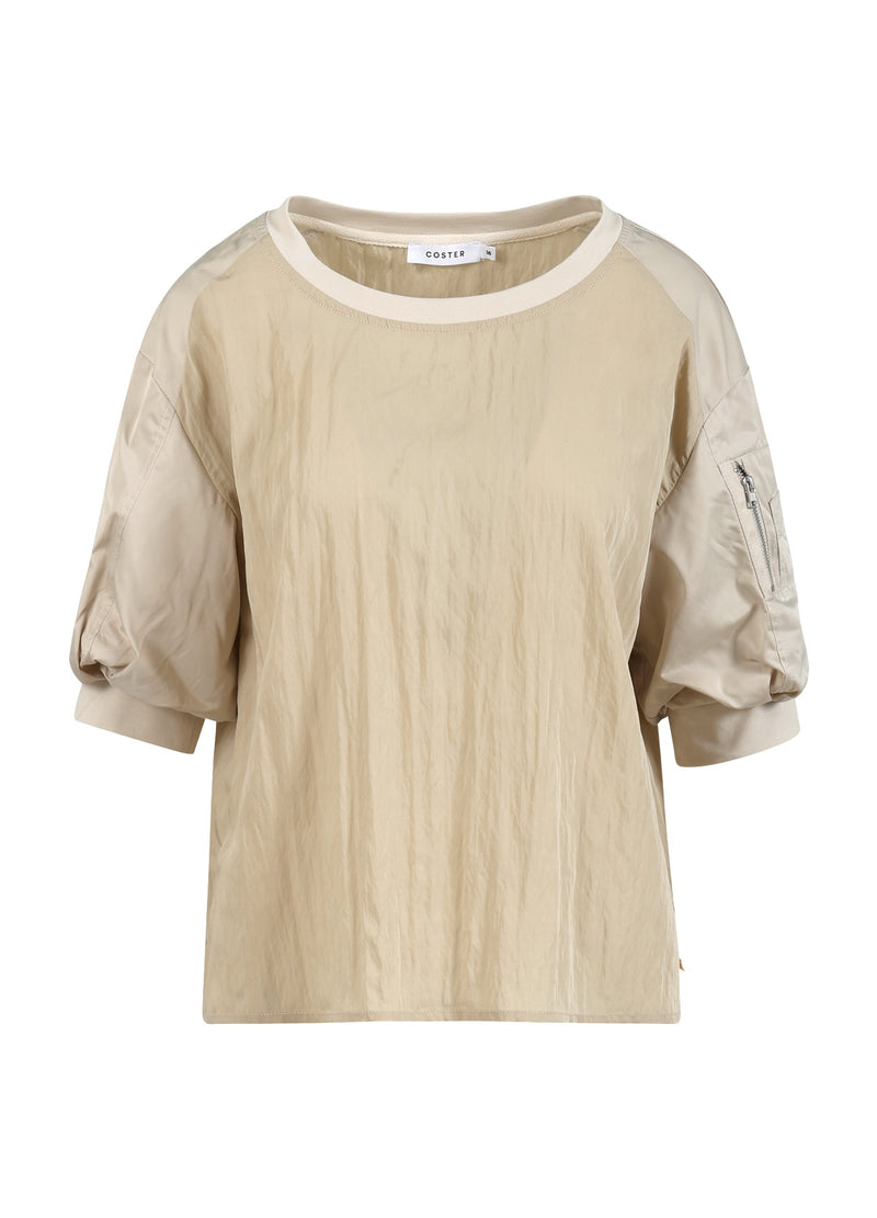 Coster Copenhagen NYLON TOP MED BOMBERÆRMER Shirt/Blouse Desert sand - 329