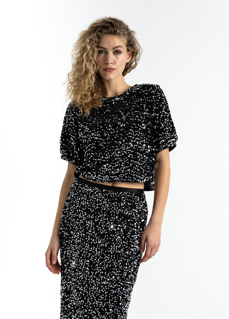 Coster Copenhagen PALIETJAKKE MED BÅND Blazer Black/ silver - 184