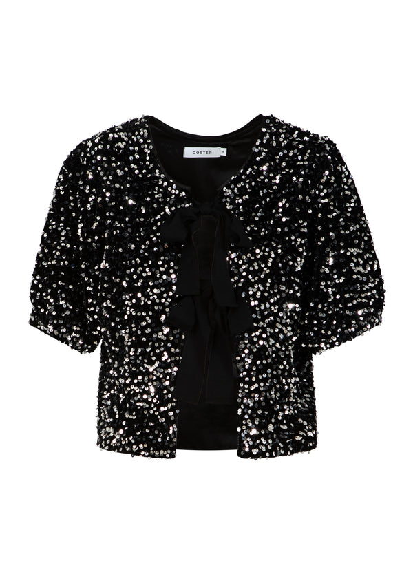 Coster Copenhagen PALIETJAKKE MED BÅND Blazer Black/ silver - 184