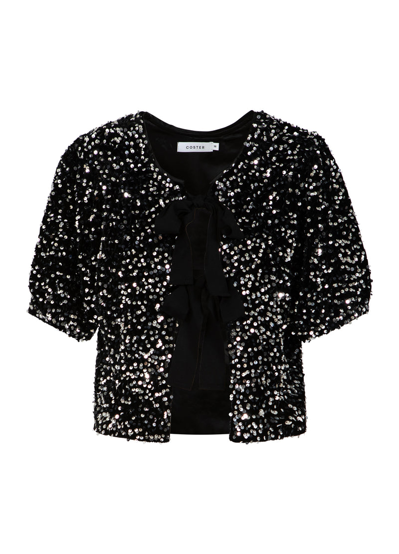 Coster Copenhagen PALIETJAKKE MED BÅND Blazer Black/ silver - 184