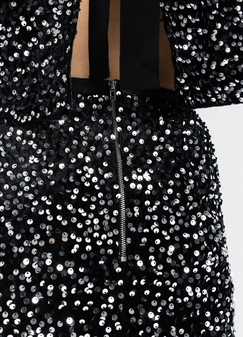 Coster Copenhagen PALIETNEDERDEL Skirt Black/ silver - 184