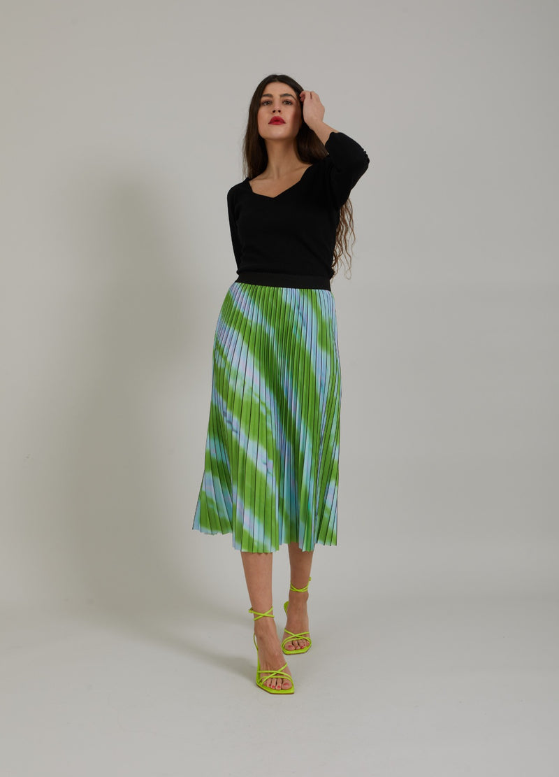 Coster Copenhagen PLISSERET NEDERDEL M. FADED STRIPE PRINT Skirt Faded stripe print - 903