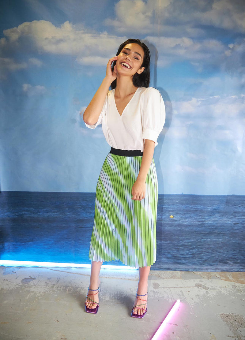 Coster Copenhagen PLISSERET NEDERDEL M. FADED STRIPE PRINT Skirt Faded stripe print - 903