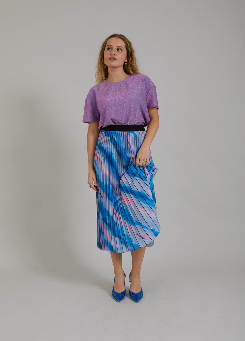 Coster Copenhagen PLISSERET NEDERDEL M. FADED STRIPE PRINT Skirt Faded stripe print blue - 509