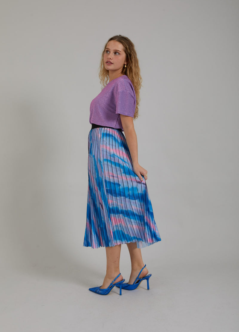Coster Copenhagen PLISSERET NEDERDEL M. FADED STRIPE PRINT Skirt Faded stripe print blue - 509