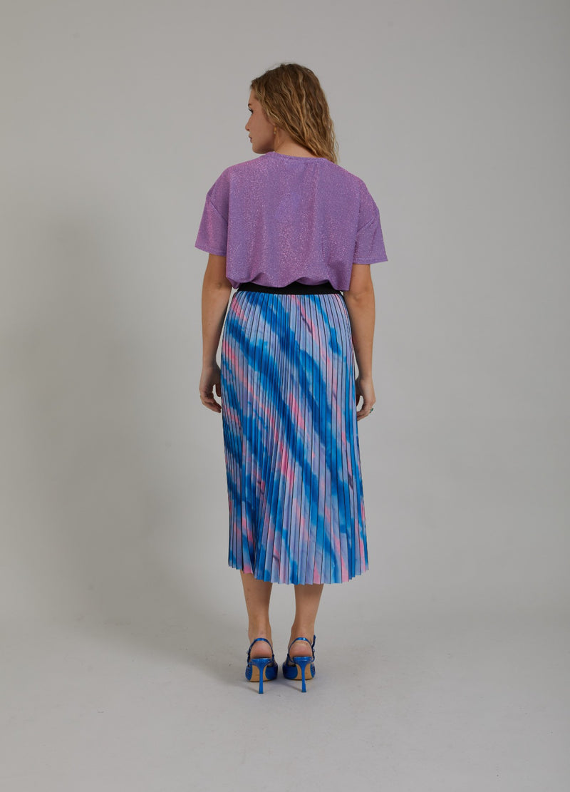 Coster Copenhagen PLISSERET NEDERDEL M. FADED STRIPE PRINT Skirt Faded stripe print blue - 509