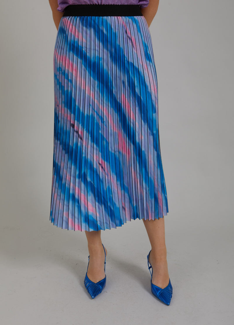 Coster Copenhagen PLISSERET NEDERDEL M. FADED STRIPE PRINT Skirt Faded stripe print blue - 509
