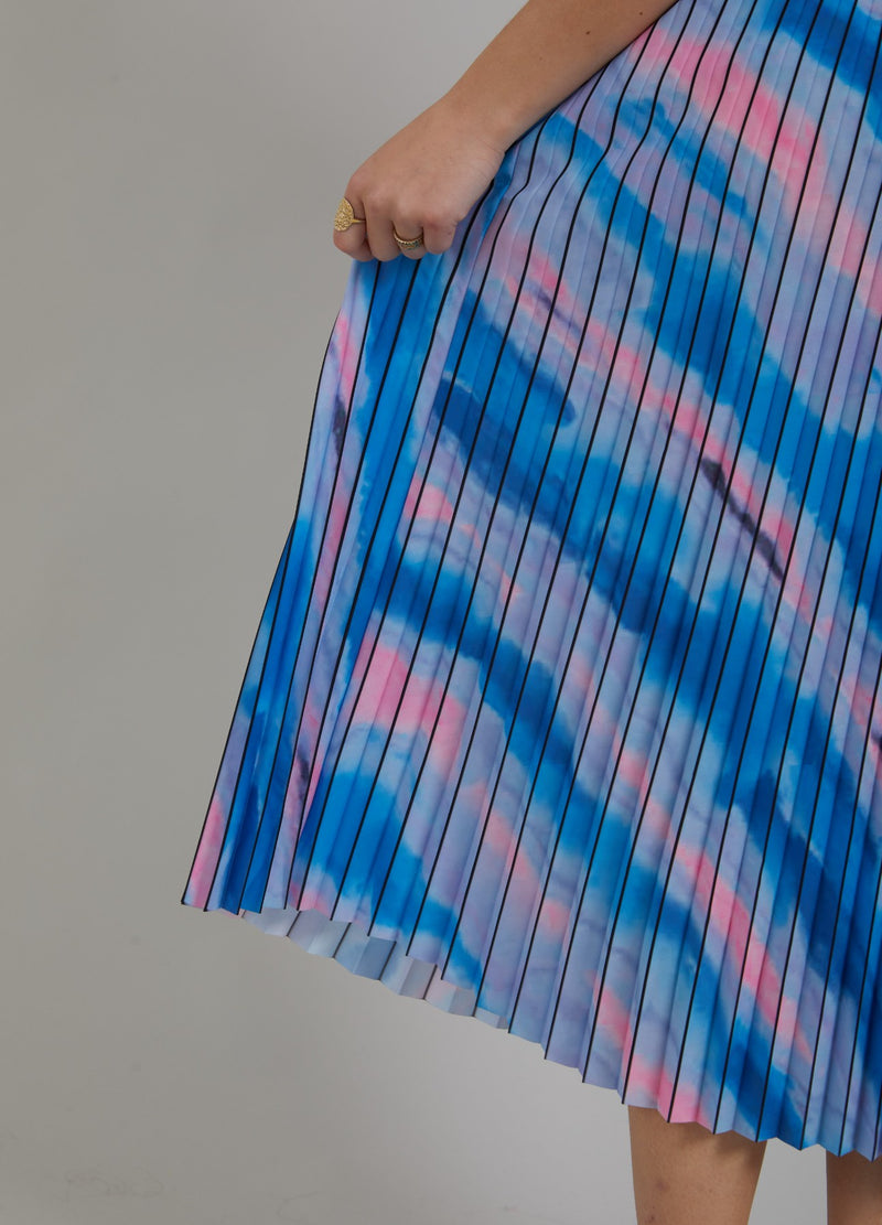 Coster Copenhagen PLISSERET NEDERDEL M. FADED STRIPE PRINT Skirt Faded stripe print blue - 509