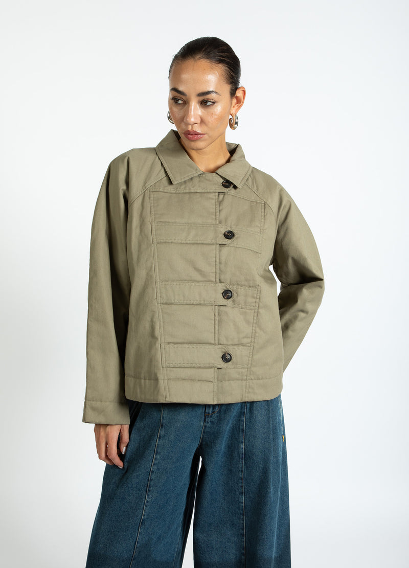Coster Copenhagen POLSTRET MILITÆRJAKKE Outerwear Hunter Green - 486