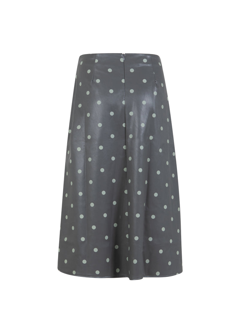 Coster Copenhagen PU-NEDERDEL Skirt Grey/green dots - 157