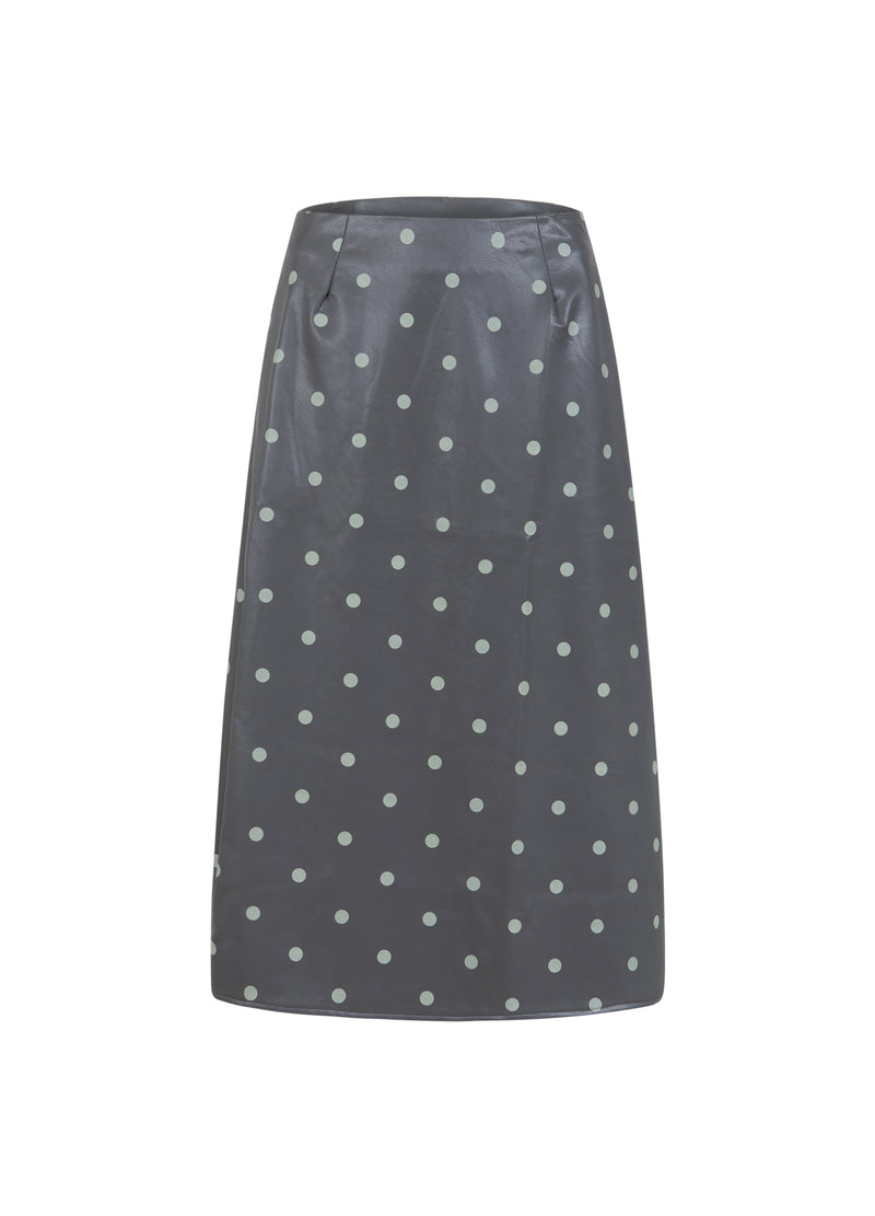 Coster Copenhagen PU-NEDERDEL Skirt Grey/green dots - 157