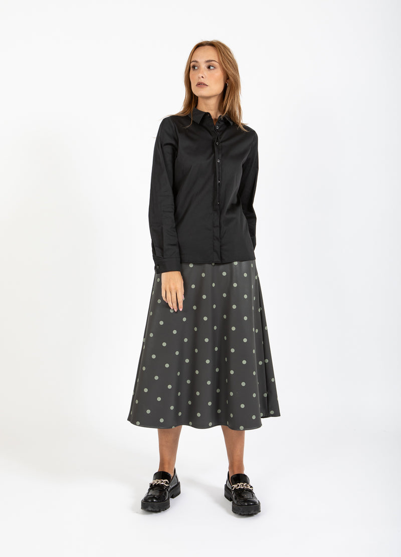 Coster Copenhagen PU-NEDERDEL Skirt Grey/green dots - 157