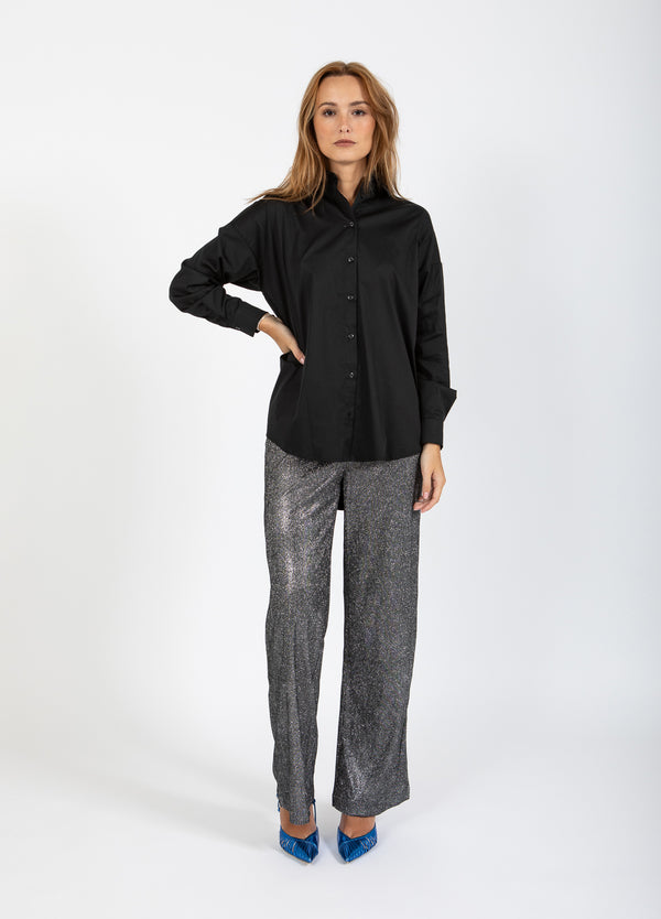 Coster Copenhagen SHIMMERBUKSER - PETRA PASFORM Pants Silver/black - 204