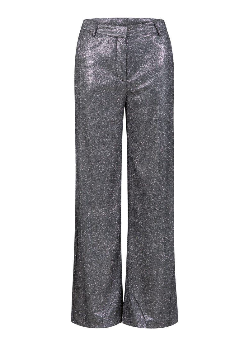 Coster Copenhagen SHIMMERBUKSER - PETRA PASFORM Pants Silver/black - 204