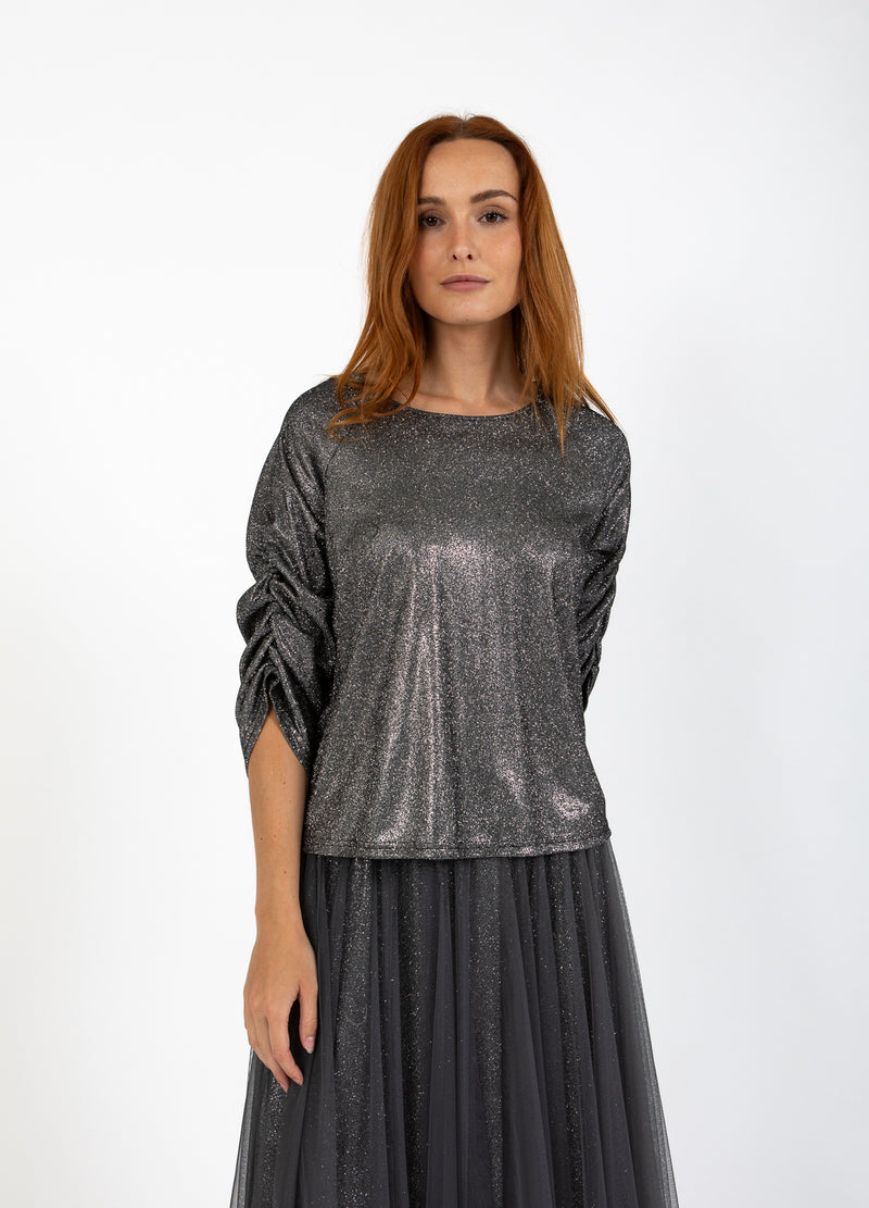 Coster Copenhagen SHIMMER TOP Shirt/Blouse Silver/black - 204