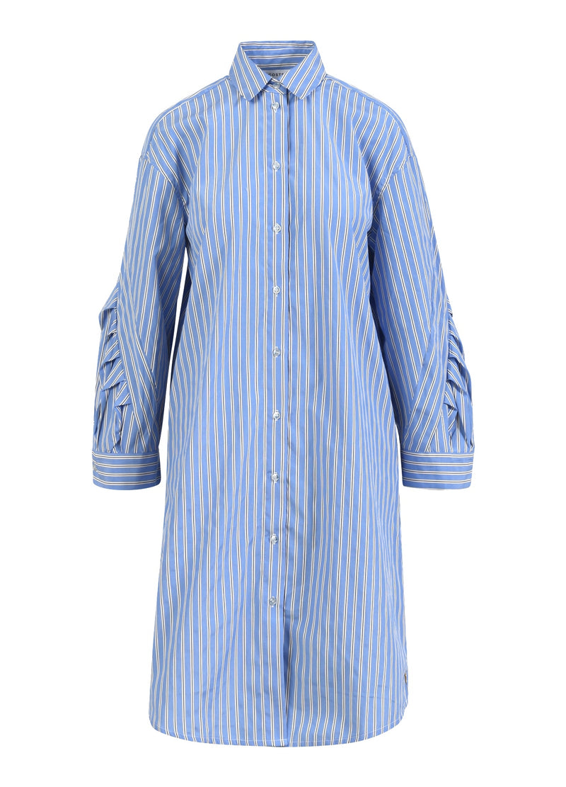 Coster Copenhagen SKJORTEKJOLE MED DEKONSTRUEREDE ÆRMER Kjole Ice blue/white stripe - 589