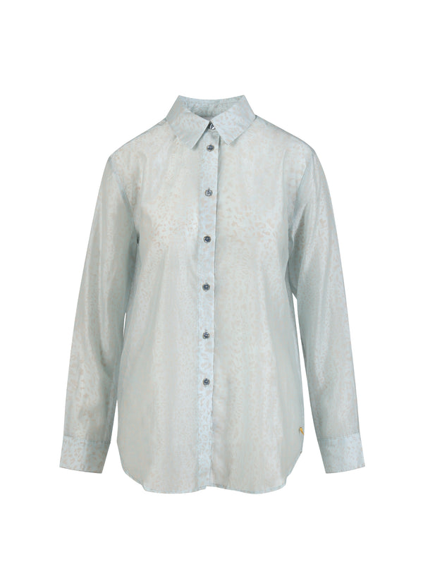 Coster Copenhagen SKJORTE I LEO PRINT Shirt/Blouse Light blue / peech leo - 936