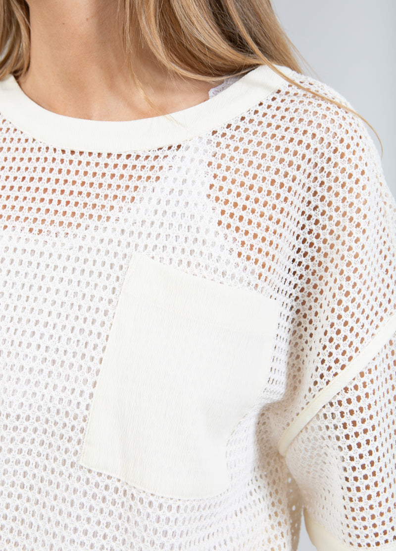 Coster Copenhagen BLUSE I MESH MED BRYSTLOMMER Shirt/Blouse Creme - 241