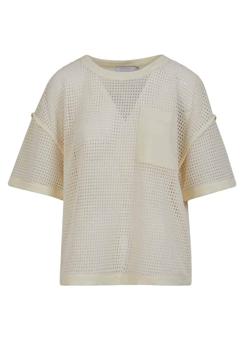 Coster Copenhagen BLUSE I MESH MED BRYSTLOMMER Shirt/Blouse Creme - 241