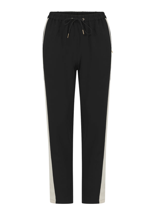 Coster Copenhagen SPORTY BUKSER MED SIDELÆG - SILLE FIT Pants Creme / black - 177