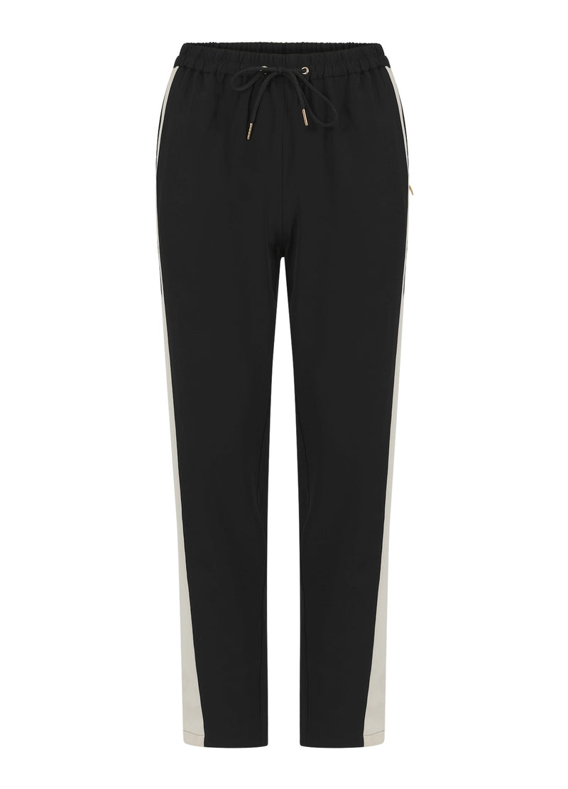 Coster Copenhagen SPORTY BUKSER MED SIDELÆG - SILLE FIT Pants Creme / black - 177
