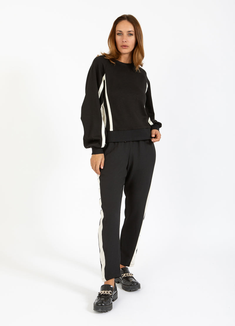 Coster Copenhagen SPORTY SWEAT I TO FARVER Shirt/Blouse Creme / black - 177