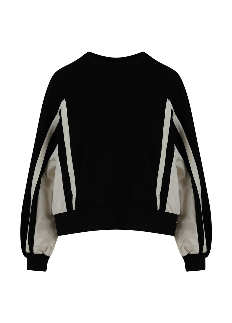 Coster Copenhagen SPORTY SWEAT I TO FARVER Shirt/Blouse Creme / black - 177