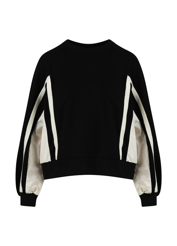 Coster Copenhagen SPORTY SWEAT I TO FARVER Shirt/Blouse Creme / black - 177