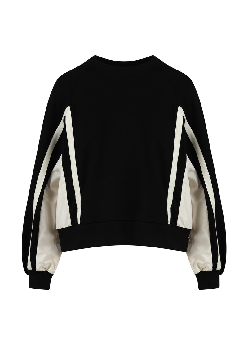 Coster Copenhagen SPORTY SWEAT I TO FARVER Shirt/Blouse Creme / black - 177
