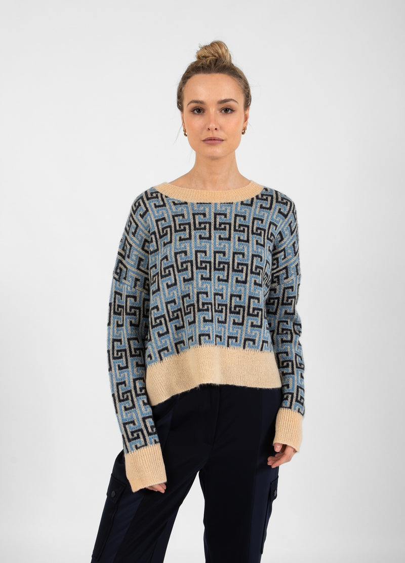 Coster Copenhagen  STRIKKET JACQUARD MED CC FARVET STRIBE Knitwear CC logo blue - 985