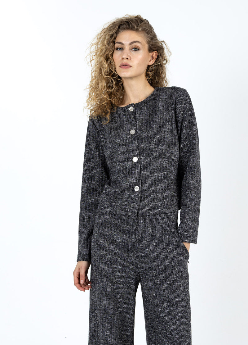 Coster Copenhagen STRIKKET JAKKE MED KNAPPER Knitwear Black/grey mix - 106