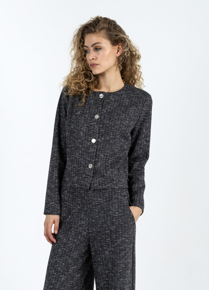 Coster Copenhagen STRIKKET JAKKE MED KNAPPER Knitwear Black/grey mix - 106
