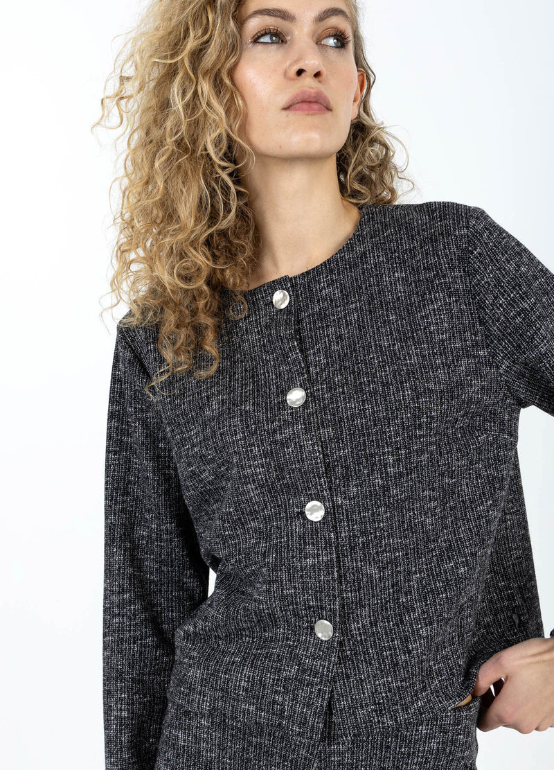 Coster Copenhagen STRIKKET JAKKE MED KNAPPER Knitwear Black/grey mix - 106