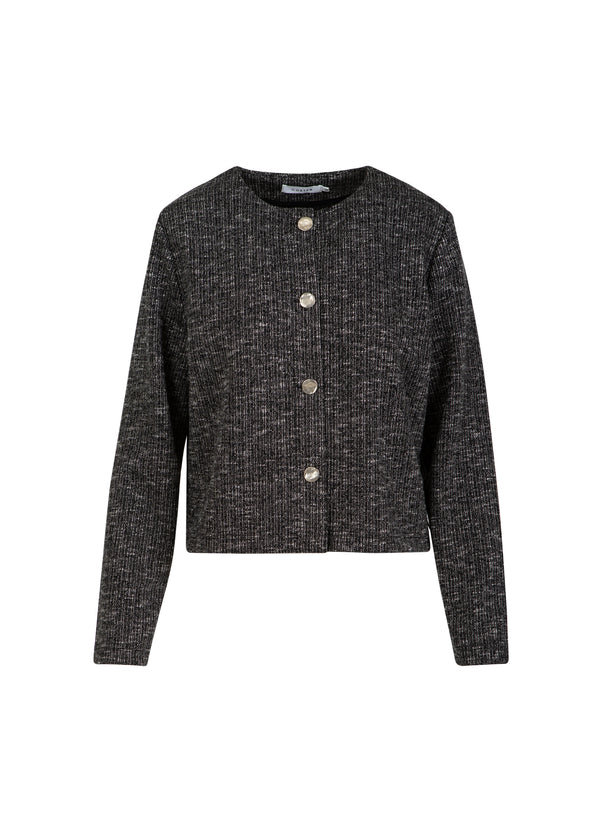 Coster Copenhagen STRIKKET JAKKE MED KNAPPER Knitwear Black/grey mix - 106