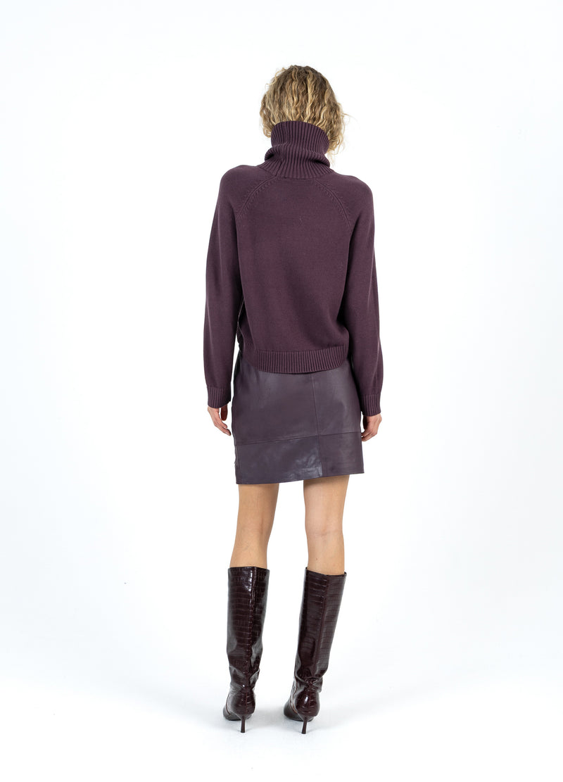 Coster Copenhagen STRIKKET MED HØJ HALS I BOMULD Knitwear Bordeaux - 653