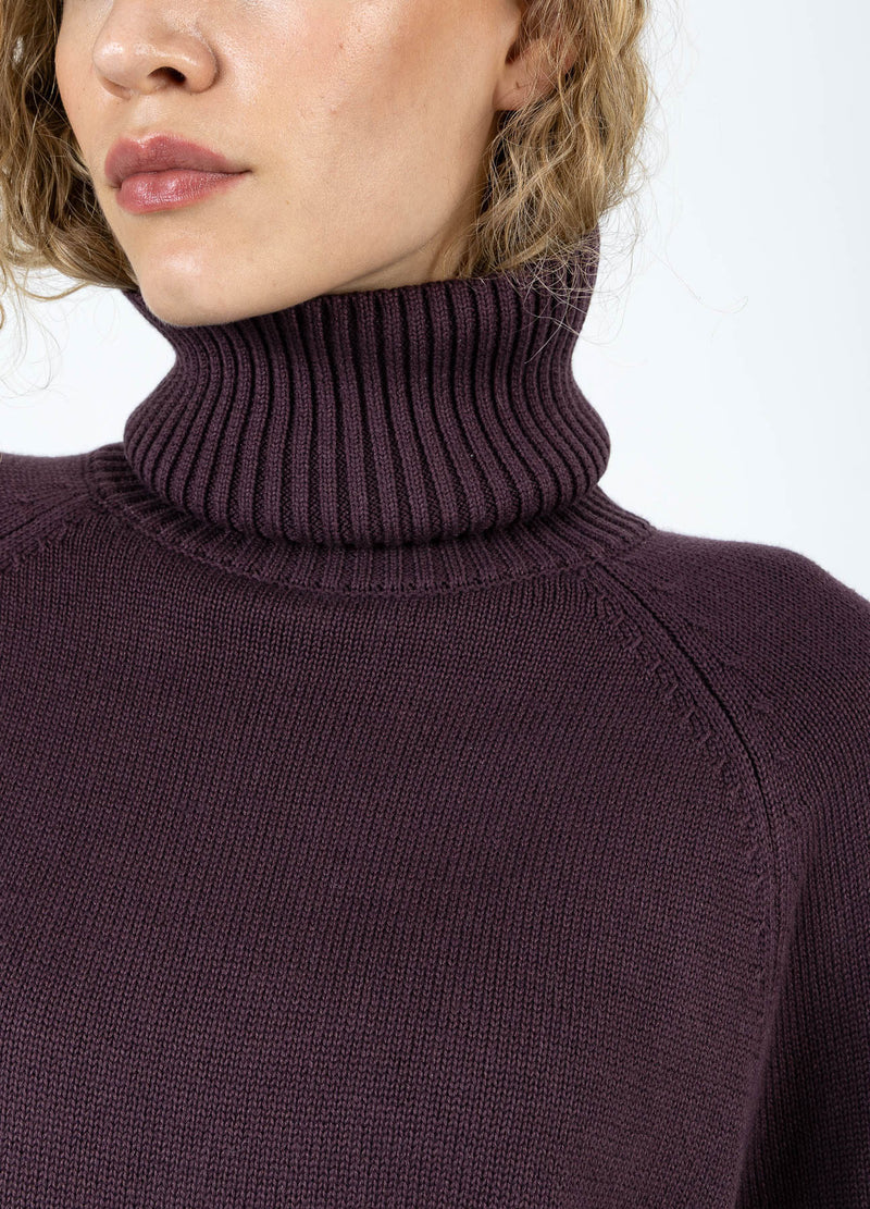 Coster Copenhagen STRIKKET MED HØJ HALS I BOMULD Knitwear Bordeaux - 653