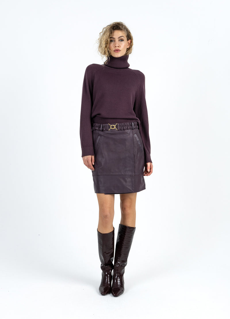 Coster Copenhagen STRIKKET MED HØJ HALS I BOMULD Knitwear Bordeaux - 653